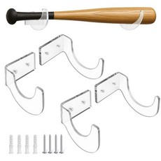 TRINENOX 야구 배트 벽 마운트 홀더 - 사인 박쥐 및 수집품용 5mm 강화 아크릴 수평 랙 컴팩트한 디자인 vs. 부피가 큰 디스플레이 케이스 1세트 451030, 2 451030, 1개