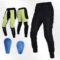 바이크진 라이딩 바이크 조거팬츠 조거진 바지 보호장비 블랙, 실리콘보호장비, S