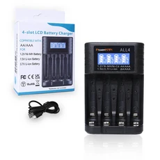 POWERKAN ALL4 AAAAA 4슬롯 소형 편리한 배터리 충전기 1.2V Hi-MH 및 1.5V3.7VLi-ion LCD 화면 포함, 02 ALL4