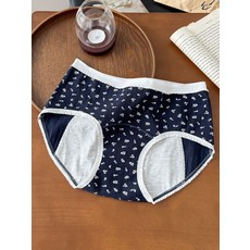 【安心防漏】生理褲 安心褲 防漏褲 生理期褲 防側漏 加長襠 純棉透氣 10A抑菌 易清洗 顏值款 經期睡眠運動必備, 藏青黃碎花