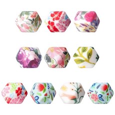 뜨개질 바늘 스토퍼 10개 2.5-9mm 바늘용 실리콘 포인트 프로텍터 DIY 액세서리 및 도구용 보관 상자가 있는 니트 엔드 캡 커버 (육각형 프린트), 육각형 프린트