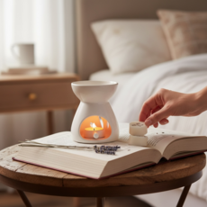 癒森林薰衣草香氛融蠟禮盒，含4入香氛蠟塊+融蠟燭燈, White, 癒森林薰衣草香氛融蠟禮盒 4入香氛蠟塊+融蠟燭燈