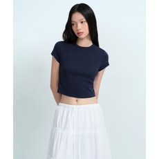 매장정품 무신사스탠다드우먼 MUSINSA STANDARD WOMAN 우먼즈 슬림 크롭 크루 넥 반팔 티셔츠 [네이비] MWCTS5Z03-NA 541619