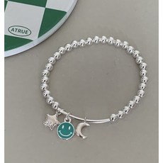 Atrue 彩色笑臉手鍊 4mm銀珠 兒童手鍊 925純銀手鍊