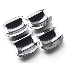 光澤 碳纖紋印花款 黏貼式安裝 附帶背膠 外門碗 裝飾蓋 門碗防刮保護 4件一組 適合 10-14 Golf 6 MK6