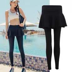 IWMAFT 여성 여름 수영 레깅스 스커트 일체형 하이웨스트 데일리 비치웨어 AH386