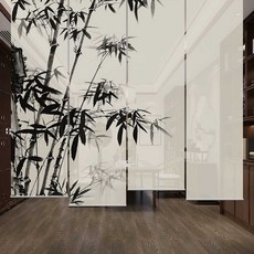 대나무발 블라인드 전동 맞춤제작 이어핀 리모콘, 구름망사 60-220CM 4장 F형
