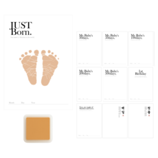 신생아 아기 발도장 스탬프 키트 세트(스탬프+엽서10장), 1개, 브라운