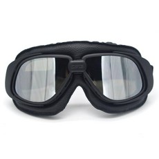 Evomosa 오토바이 고글 빈티지 파일럿 스타일 크루저 스쿠터 야외 모래 자전거 레이서 투어링 안경, 실버, 블랙