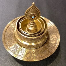 純銅 法器 曼紮盤 小號 八吉祥 修供 曼達盤 曼茶羅 託盤, 如圖所示, 1個
