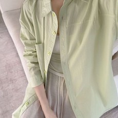 투니스 여성 루즈핏 데일리 캐주얼 단색 긴소매 셔츠