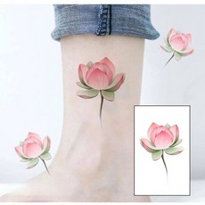 腳踝蓮花 快速出貨【WAWA TATTOO】ins男女防水紋身貼紙刺青貼紙K32, 1個