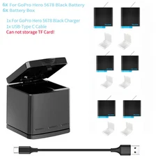 GoPro 5 6 7 8 용 TELESIN GoPro Hero 5678 용 배터리 1750mAh 교체 용 배터리 블랙 액션 카메라 액세서리, 04 1C6B