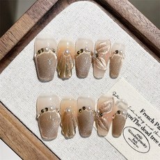 絨境微燦 高質感 純手工美甲穿戴甲 指甲貼片 HNP245, 1個, HNP245-L碼(實品拍攝)