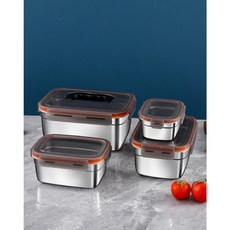 냉장 냉동 보관용 스텐304 밀폐용기 스테인레스 김치통, 2개, 3500ml