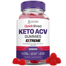 Justified Laboratories Quick Shred Keto ACV 젤리 익스트림 어드밴스드 포뮬러 2000MG 사이다 식초 젤리 석류 비트 주스 파우더 및 B12, Justified Laboratories Quick S, 1개