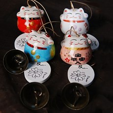 인무드 행운의 고양이 도자기 후우링 문에거는 액막이 문고리 풍경종 일본종 후우린 대문현관벨 센스있는 미용실 네일샵 개업선물, 럭키화이트