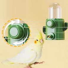 시웨이 앵무새 높이조절 걸이형 자동 급수기 선인장 투명 물통 250ml, 그린