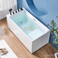 日式深泡迷你定製亞克力獨立坐式方形家用小戶型浴缸浴缸 浴桶 泡澡桶 小戶型衛生間浴缸 泡澡桶 泡澡缸, 1個, 右裙空缸（帶座）+下水,800*700*600