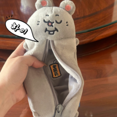 미노앤슈 귀여운 생쥐 동물 인형 필통 파우치, 1개