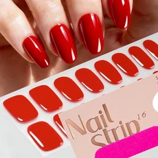 16팁 박스 솔리드-17색상 세미큐어드 UV 젤 네일 스티커 롱래스팅 네일 랩 스티커 LED 램프 젤 네일, 08 NJK-000101-020