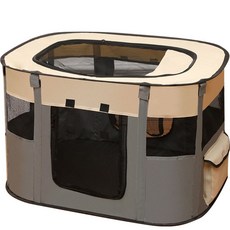 可摺疊透氣網布貓籠 寵物產房/隔離籠 大空間多功能貓帳篷, 灰色, 1個