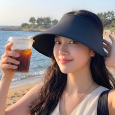 라니아 UV-B 100% 자외선차단모자 여성썬캡 햇빛가리개, 1개, 블랙