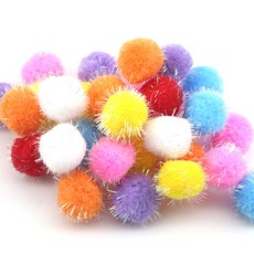 [홈앤스쿨] 칼라 반짝이 뿅뿅이 (30mm) 폼폼이 솜방울 단색 혼합색상, 화일트, 1개