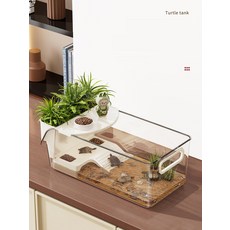 육지거북이 집 투명 아크릴 어항 소형 일체형 사육장, 1. 바퀴형 문라이트화이트 M