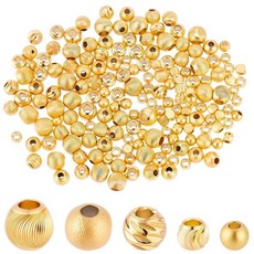 ECLATIS B2E(넓음)b2E(넓음)craft 1박스 200피스 18k도금 금 도금 황동 라운드 비즈 5가지 스타일 부드러운 반투명 플라워 루즈 하이퀄리티 주얼리 제작용