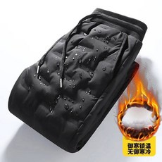 남성용 다운 팬츠 L 사이즈 겨울 플리스 따뜻한 캐주얼 덕다운 코튼 루즈핏 중간 허리 긴 바지 폴리S터 섬유