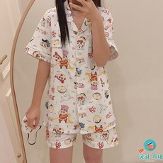 쏵몰 짱구 잠옷 반팔 반바지 세트 여름 귀여운 애니메이션 크레용 신짱 선물