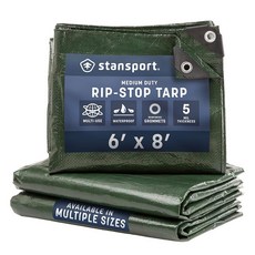 Stansport Medium-Duty Rip-Stop 방수포 3.7 x 6.1m(12 20피트) - 154824 3590191500, 6 x 8-Feet, 1개