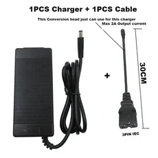 42V 2A 리튬 배터리 충전기 36V 10S 10AH XLRM DC 8MM 변환 헤드, 03 US, 01 DC 3PIN IEC