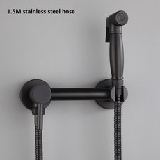 MTTUZK 솔리드 황동 매트 블랙 마감 변기 스프레이건 비데 샤워 세트 온수 및 냉수 믹서 휴대용, Bidet set A