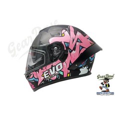 【吉兒基地 Gear Base】EVO CA969 塗鴉設計款 4色 雙鏡 全罩安全帽 內鏡 墨鏡 內墨片 通風 彩繪, 1個, 黃,XL(61~62)