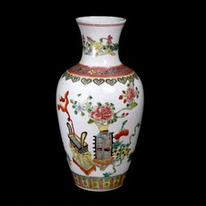 《博古珍藏》清康熙粉彩花卉紋花瓶 高42公分 早期收藏老件瓷器