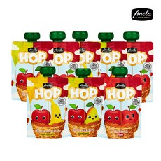 아넬라 짜먹는 HOP 아기 이유식퓨레 8팩(100gX8개입) 사과퓨레 아기과일퓨레 사탕/푸딩/젤리>>과일퓨레, 100g, 8개, 01_HOP 8팩 시작과일A