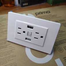 美規 3.1A USB 充電插座 雙 USB 接口 110V-220V 電壓, 1個, 白色亮面3.1A