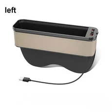 차량용 틈새 수납함 2포트 USB 충전 컬러 라이트 시트 LED 자동차 정리함 차량 내부 수납 정리, [04] Left Beige