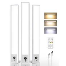 EZVALO 캐비닛 아래 조명 5팩 2400mAh 충전식 모션 센서 25.4cm(10인치) 마그네틱 옷장 조도 조절 가능 및 3가지 색상 온도 주방용 리모컨이 있는 무선 활성화, 3, 16.5inch