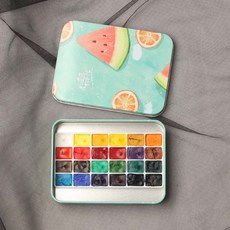 고체 36색 물감 24색 휴대용 그림 미니 수채화 파레트, 1개, 4_24색 1ml(수박)