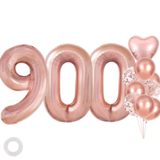 파파 파티 로즈골드 콘페티 하트 대형 숫자 풍선 세트, 1개, 900
