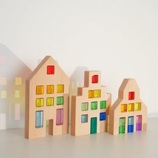 컬러 아크릴 블록 빛과 그림자 놀이 교구 세트, D