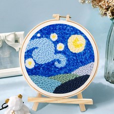 俄羅斯戳戳繡 DIY 手工材料包 可愛卡通圖案刺繡擺件, 1個, 【星空二】,【簡單戳筆+支架】