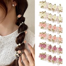 로즈 펄 스파이럴 전화선 헤어 스트레치 홀더 폰 코드 장식 밴드 여성용 데 액세서리 6개