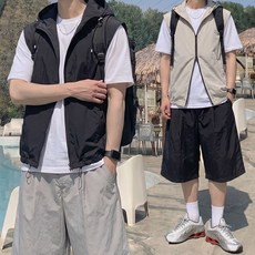 올멋 마운틴 스트링 후드 투웨이 조끼 자켓