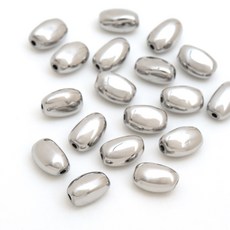 [엔비즈] 써지컬스틸 잣모양 7.5x5mm 길쭉 조약돌 타원 금속 비즈 공예 재료