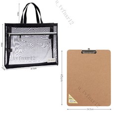 A4橫款文件夾板 50張素描紙 160g 290*210mm, A3-D6010+黑色-網紗收納袋, 1個