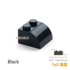 20 개/몫 DIY 블록 빌딩 벽돌 Radian 1X2 교육 조립 건설 완구 어린이를위한 크기 호환 브랜드, 11 Black